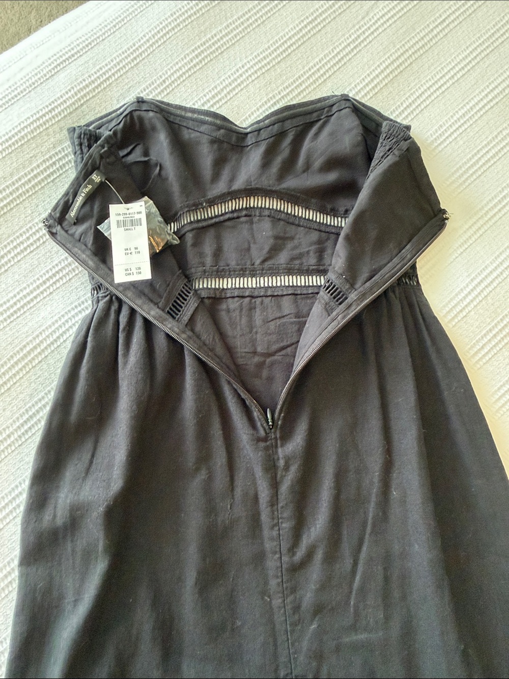 NWT Abercrombie Strapless Black Linen-blend Midi Dress - Small Tall - Picture 10 of 12